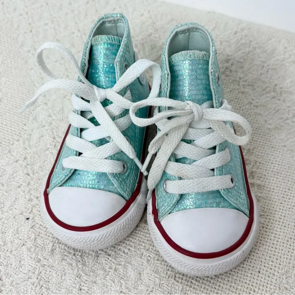 Converse teal glitter
